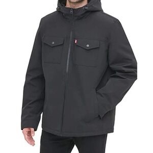 Levi's Arctic Cloth Sherpa Lined Parka Mens 2XLT Black Hooded Rain Shell Coat